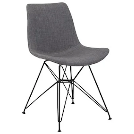 Contemporary Dining Chair in Charcoal Fabric with Black Metal Legs