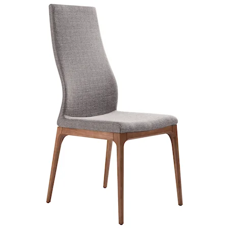 Mid-Century Dining Chair in Walnut Finish with Gray Fabric - Set of 2