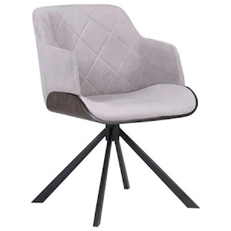 Contemporary Dining Chair in Black Powder Coated Finish with Grey Velvet