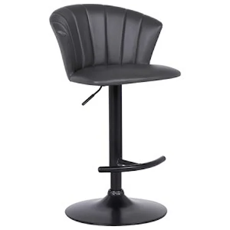 Adjustable Modern Grey Faux Leather Bar Stool