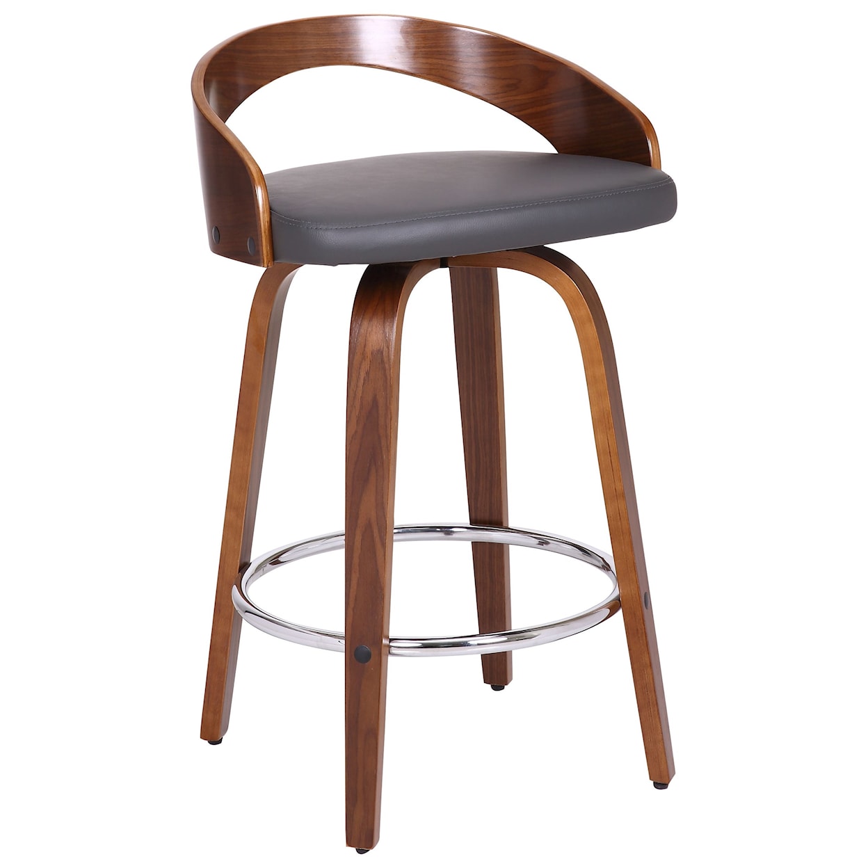 Armen Living Sonia 26" Counter Height Barstool in Walnut Finish