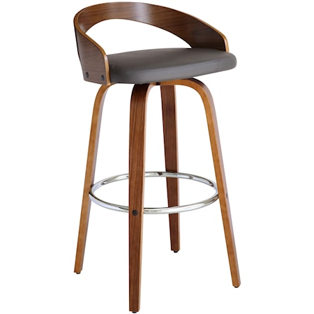 30" Bar Height Barstool in Walnut Finish