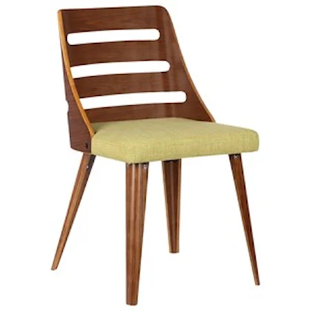Mid-Century Dining Chair in Walnut Wood with Green Fabric