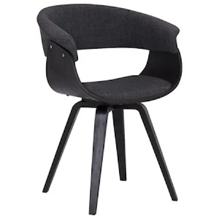 Contemporary Dining Chair in Black Brush Wood Finish with Charcoal Fabric