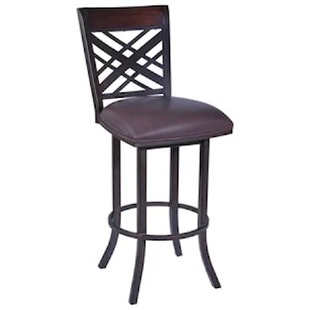 26" Barstool in Auburn Bay Finish with Brown PU upholstery