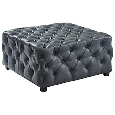 Transitional Tufted Square Ottoman