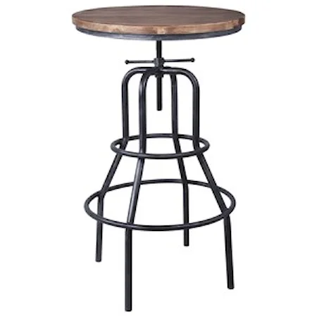 Industrial Adjustable Pub Table in Industrial Grey and Pine Wood Top