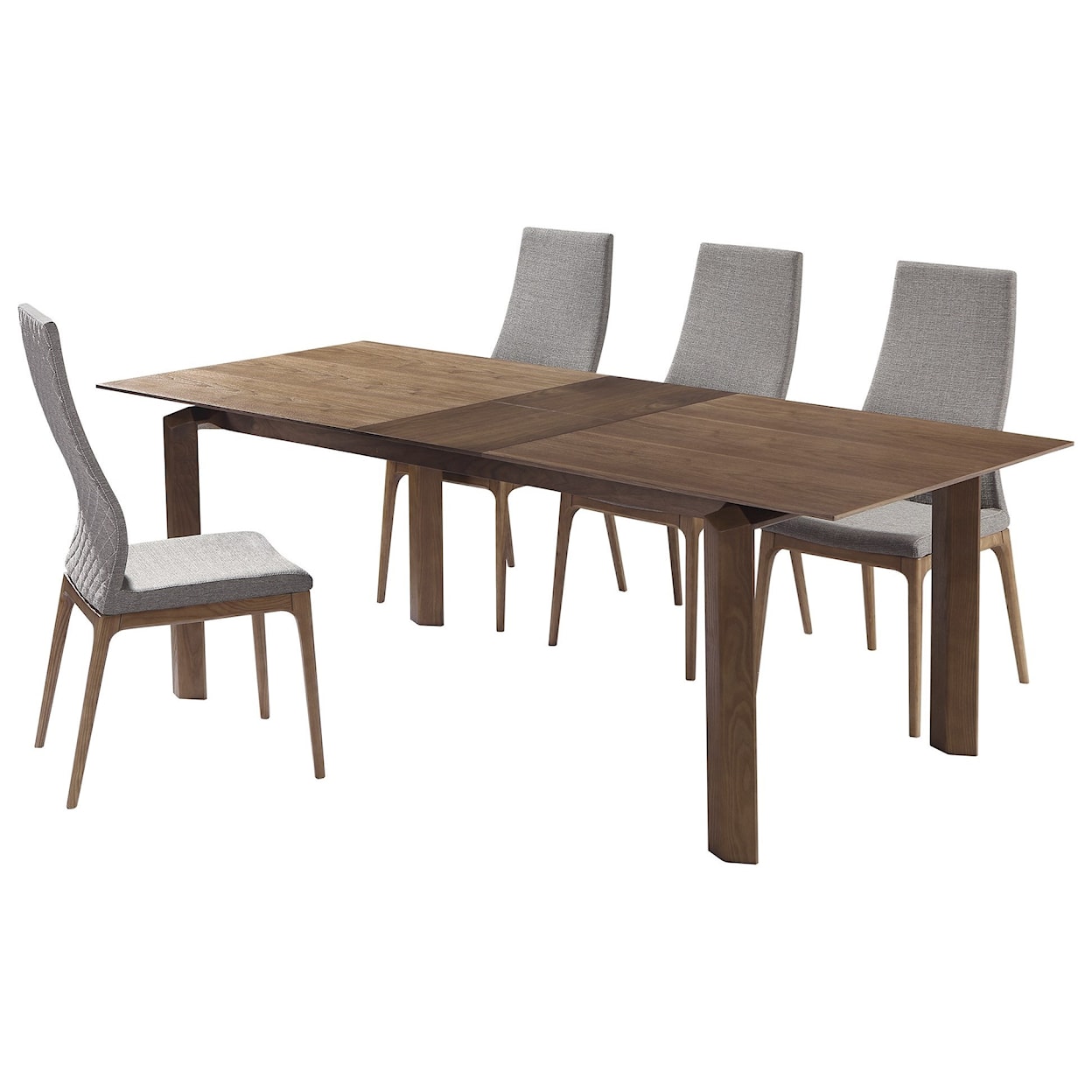 Armen Living Treviso Mid-Century Walnut Wood 5-Piece Dining Set