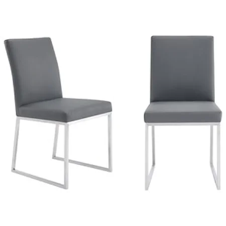 Contemporary Dining Chair in Grey Faux Leather