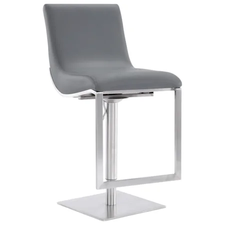 Contemporary Swivel Barstool in Grey Faux Leather