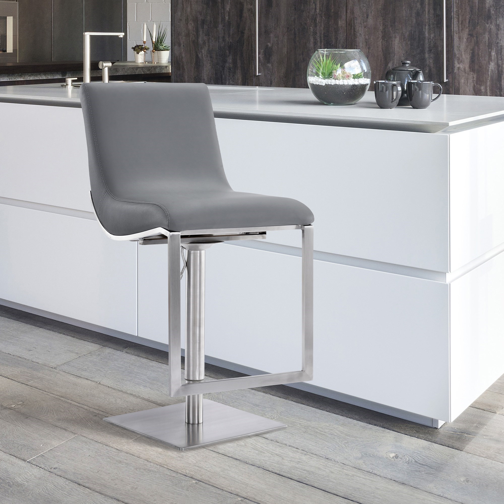 Armen Living Victory Adjustable Swivel Bar Stool with Foot Rest