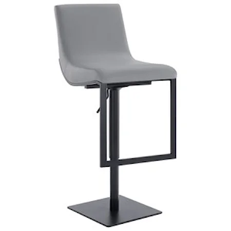 Contemporary Swivel Barstool in Grey Faux Leather
