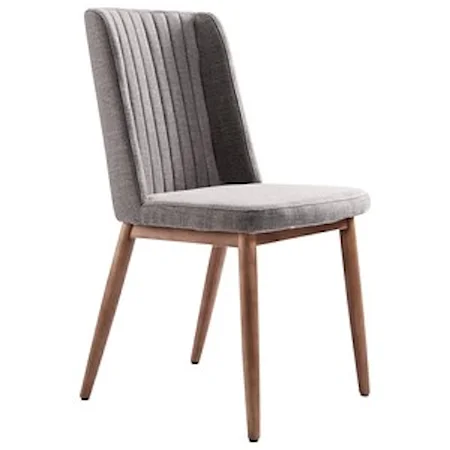 Mid-Century Dining Chair in Walnut Finish and Gray Fabric - Set of 2