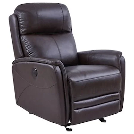 Contemporary Power Recliner in Genuine Leather