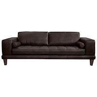Contemporary Leather Sofa with Bolster Pillows