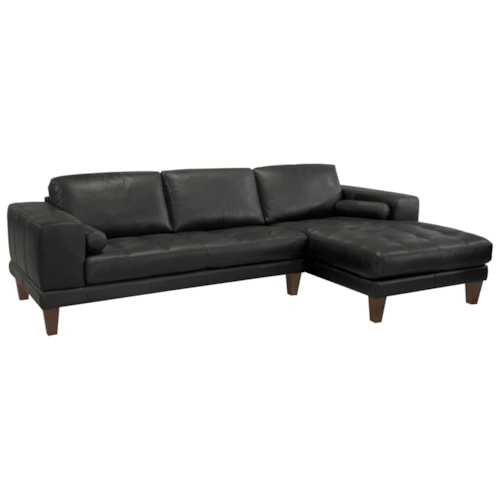 Contemporary Upholstered Chaise Sofa with Bolsters Pillows