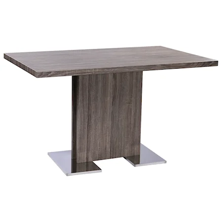 Contemporary Dining Table with Brushed Stainless Steel Base