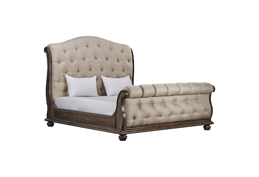 Arch Salvage Queen Lanza Upholstered Tufted Bed by A.R.T. Furniture Inc at Howell Furniture