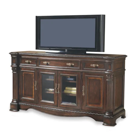 Entertainment Console with Beveled Glass Panels