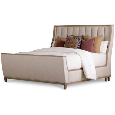 Queen Chelsea Upholstered Shelter Sleigh Bed