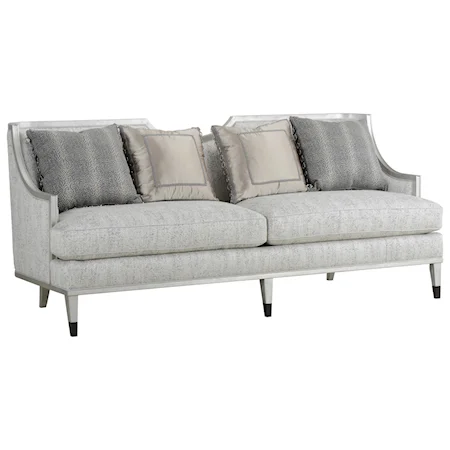 Transitional Sofa with Exposed Wood Frame and Ferrules
