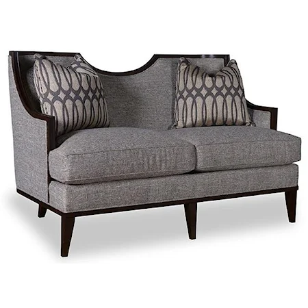 Transitional Loveseat with Exposed Wood Frame