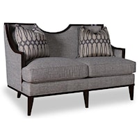 Transitional Loveseat with Exposed Wood Frame