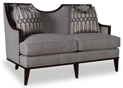 Transitional Loveseat with Exposed Wood Frame