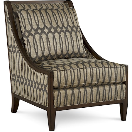 Transitional Exposed Wood Frame Accent Chair with Down-Blend Seat Cushion