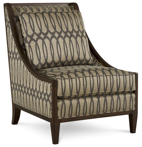 Transitional Exposed Wood Frame Accent Chair with Down-Blend Seat Cushion