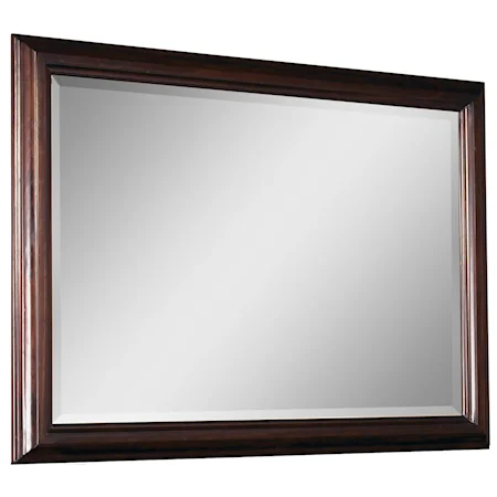 Beveled Edge Landscape Mirror with Wood Frame