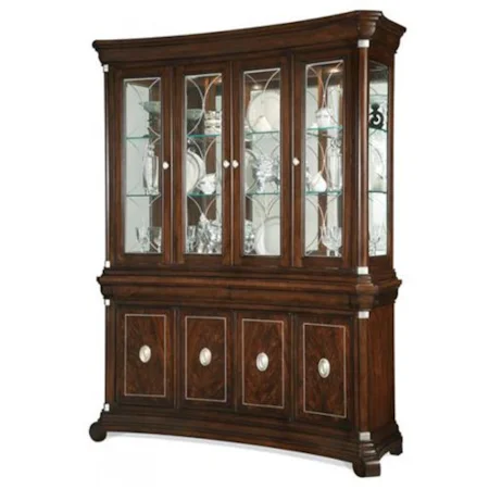 8-Door China Cabinet with Mirrored Back