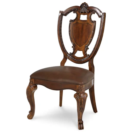 Shield Back Side Chair with Leather Seat