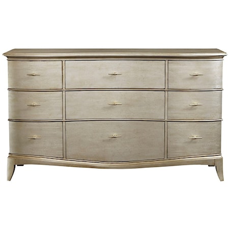 Glam Serpentine Front Dresser with 9 Drawers