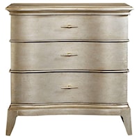 Glam Nightstand with 3 Drawers in Metallic Paint Finish