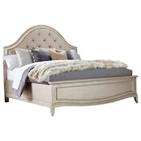 Glam King Upholstered Panel Bed in Metallic Paint Finish