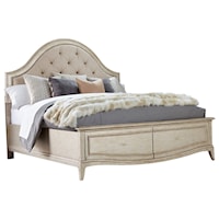 King Upholstered Panel Bed with Storage in Metallic Paint Finish