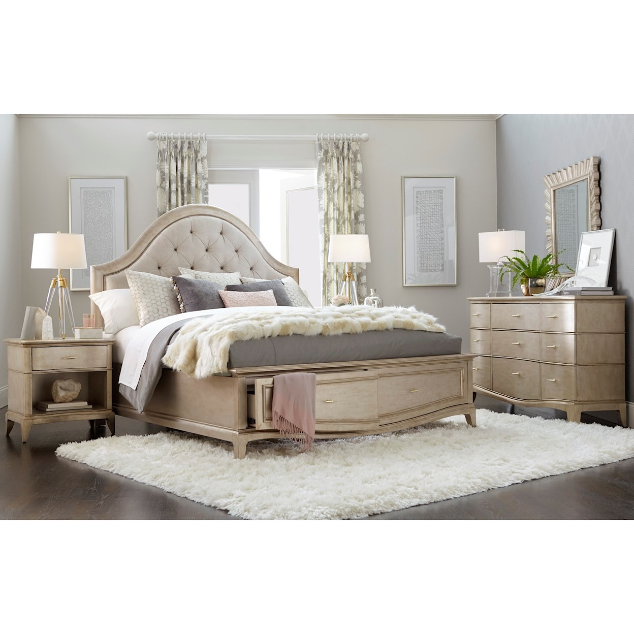 A.R.T. Furniture Inc Starlite King Upholstered Panel Bed with Storage