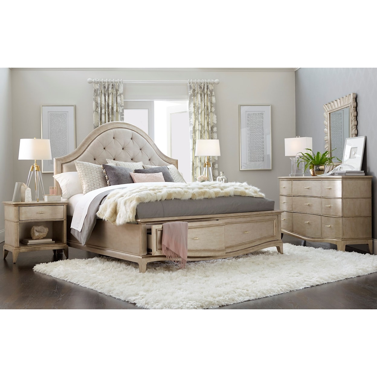 A.R.T. Furniture Inc Starlite Queen Upholstered Panel Bed with Storage