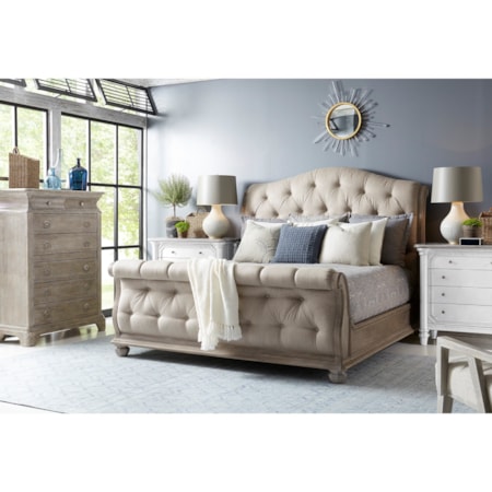 Upholstered Queen Sleigh Bed