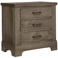 Solid Wood 3 Drawer Nightstand