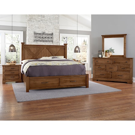 Mansion King Size Bedroom Set (Distressed Black Finish) - Monterrey Rustic  Furniture San Antonio
