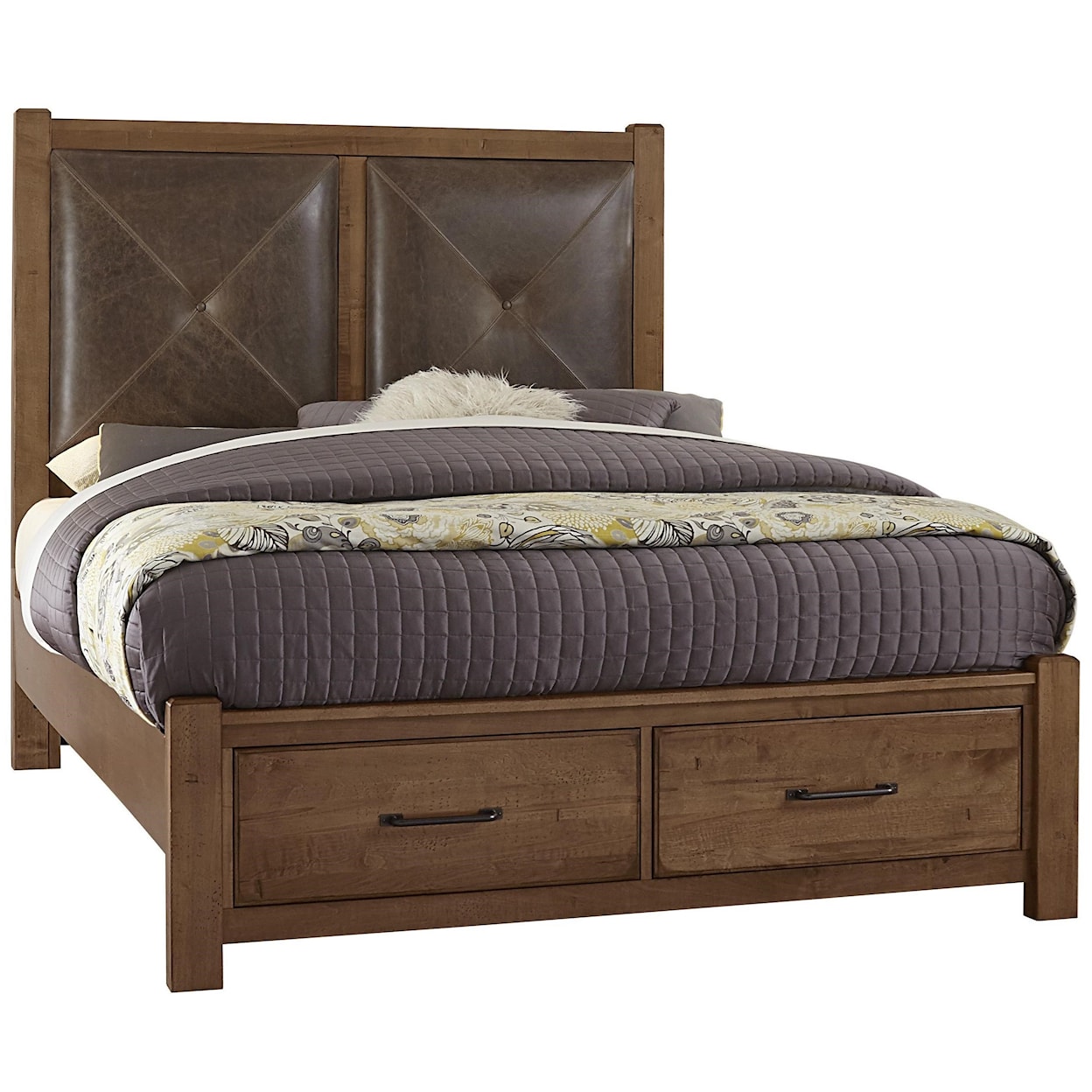 Artisan & Post Cool Rustic Queen Leather Bed with Storage Footboard