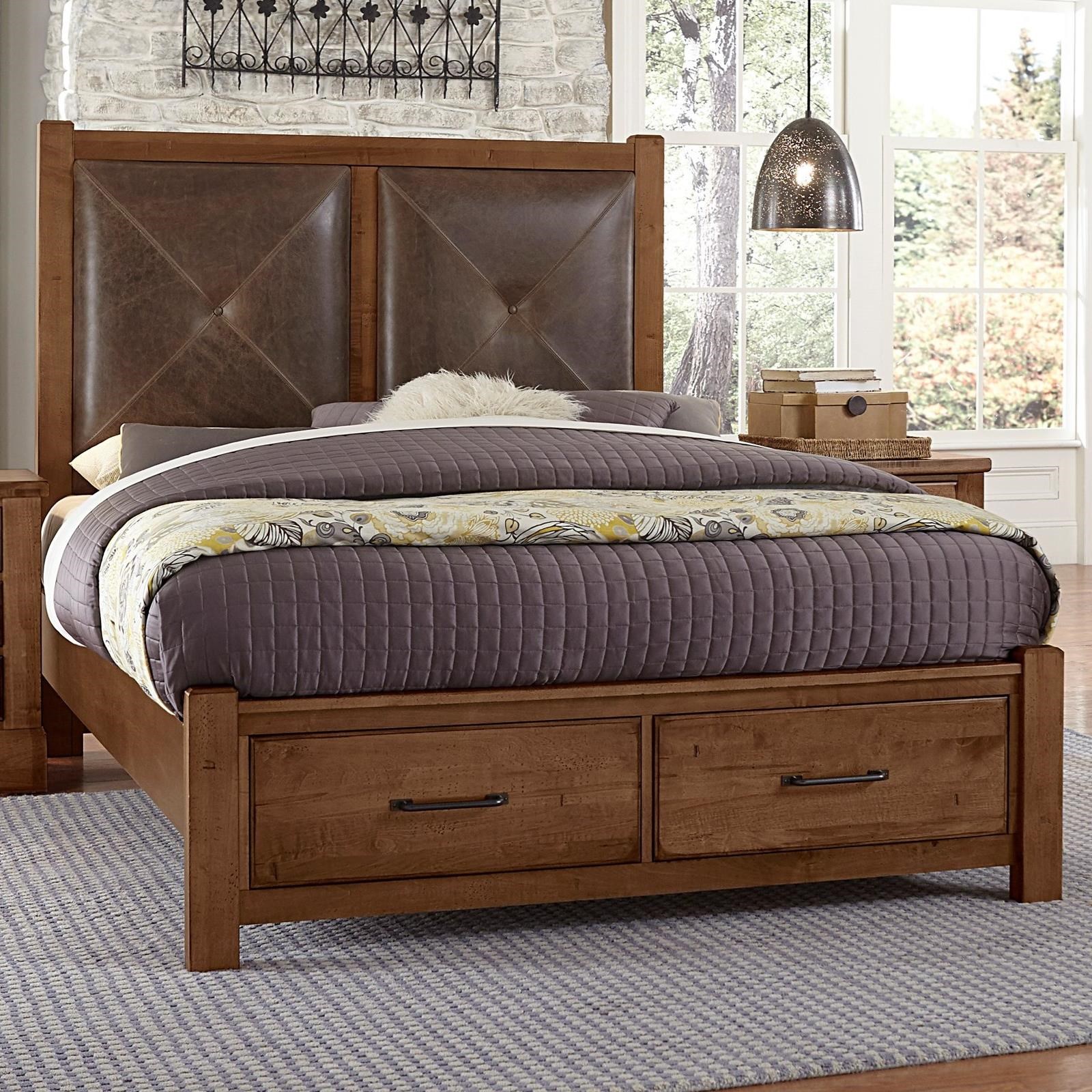 Queen Leather Bed with Storage Footboard