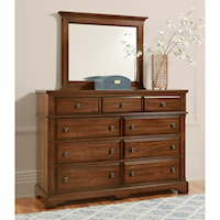 Traditional 9-Drawer Dresser and Mirror Set