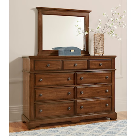 Traditional 9-Drawer Dresser and Mirror Set