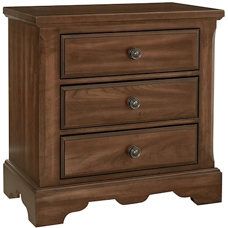 Traditional 3-Drawer Nightstand with Soft-Close Drawer Guides 