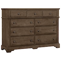 Traditional 9-Drawer Dresser with Soft Close Drawer Guides 