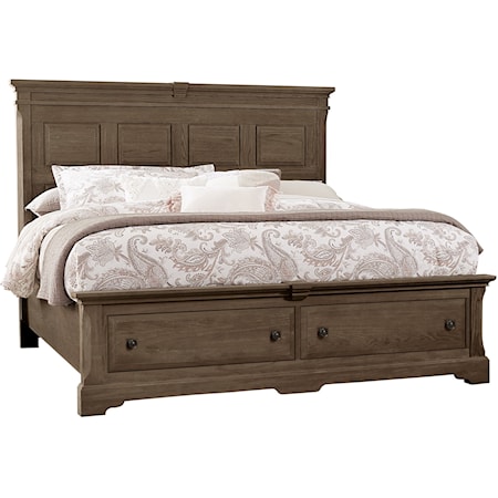 Queen Mansion Bed with Storage Footboard