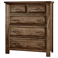 Chest Solid Wood with Five Drawers